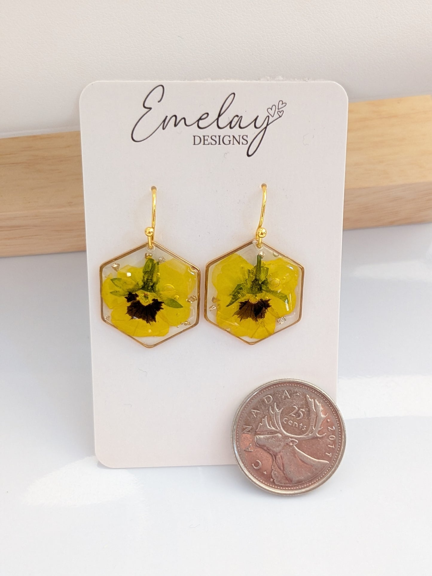 Yellow floral earrings