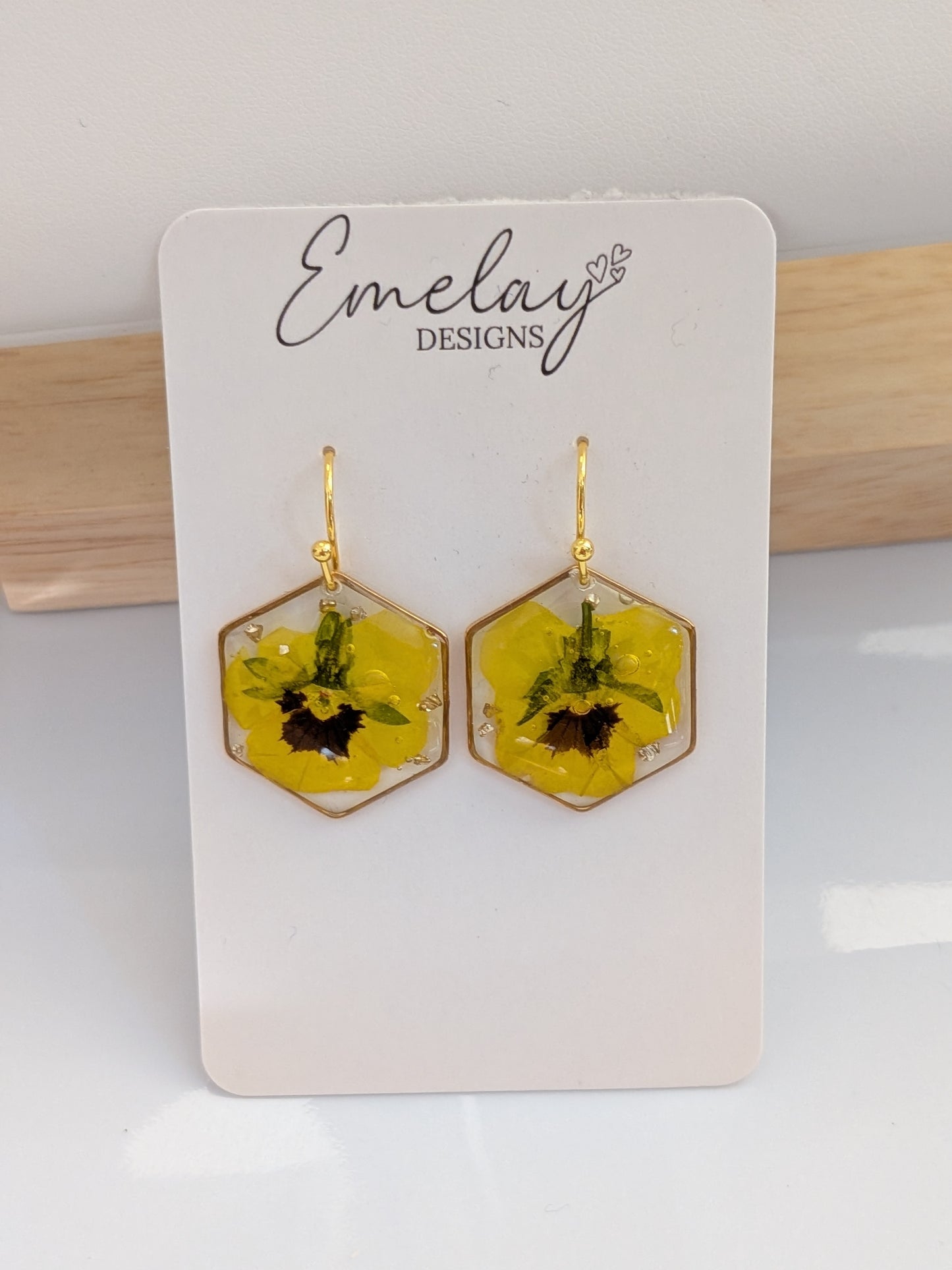 Yellow floral earrings