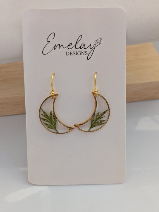 Fern moon earrings
