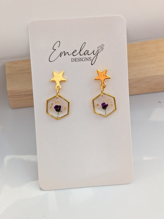 Star floral earrings